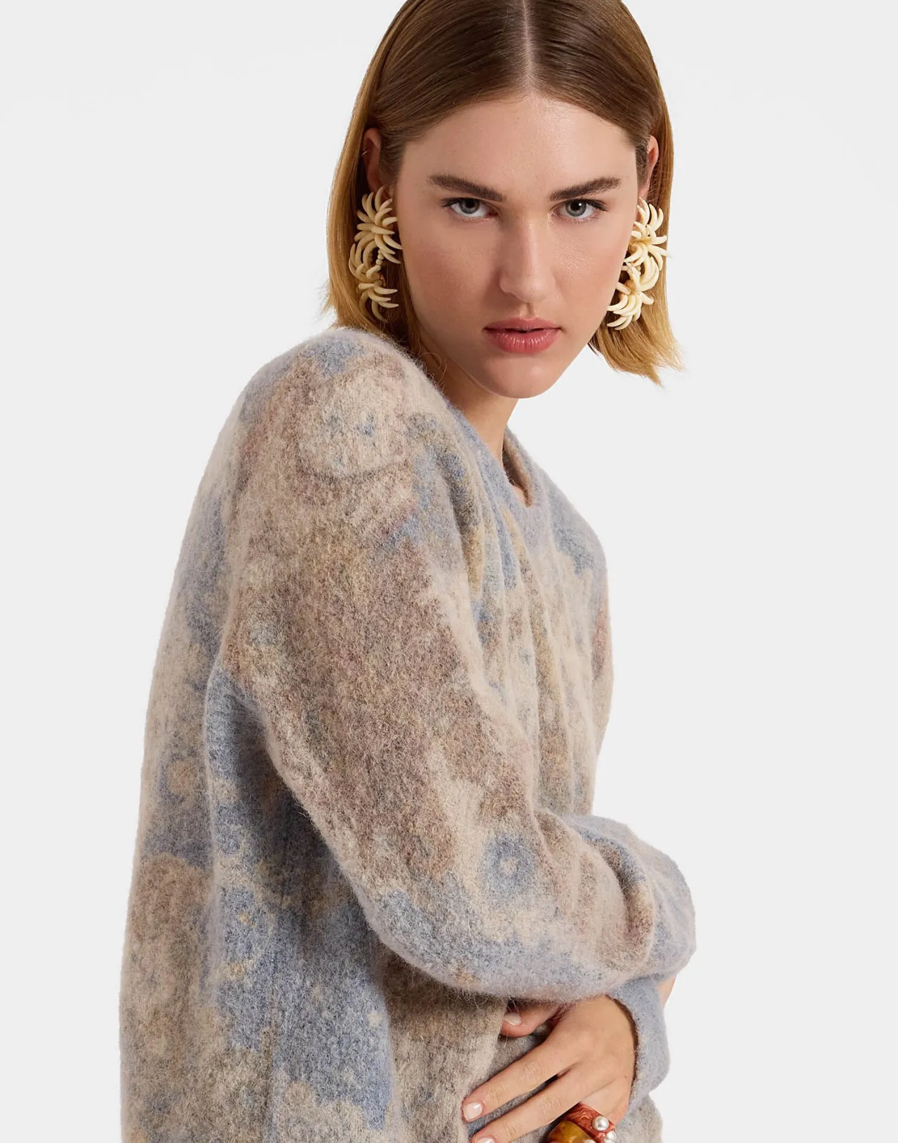 Maglione Oversize La DoubleJ in Lana Mista - Blu Cielo Morbido con Design Avvolgente