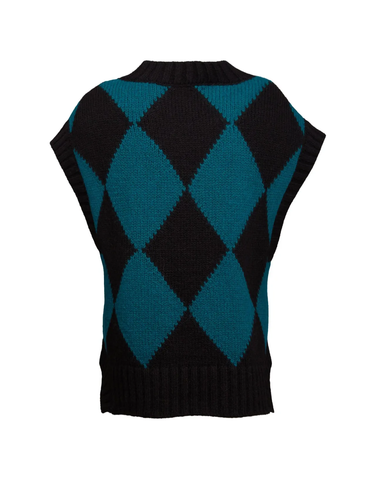 Gilet Stagionale La DoubleJ - Rombo Bicolore in Lana Pura, Nero e Verde