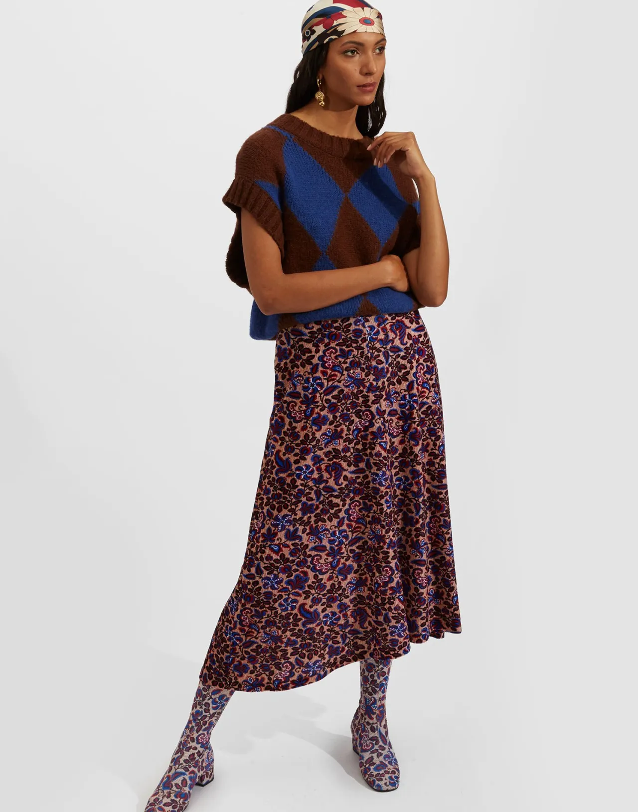 Gilet Elegante in Lana Pura con Motivo a Rombi - Borgogna e Blu da La DoubleJ  
Prezzo Speciale | Confezione Autunno-Inverno | Stile British Rinnovato