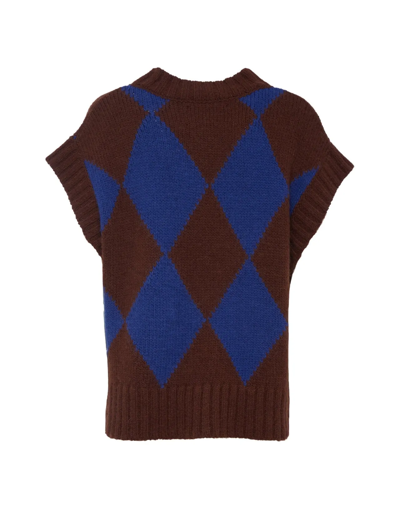 Gilet Elegante in Lana Pura con Motivo a Rombi - Borgogna e Blu da La DoubleJ  
Prezzo Speciale | Confezione Autunno-Inverno | Stile British Rinnovato