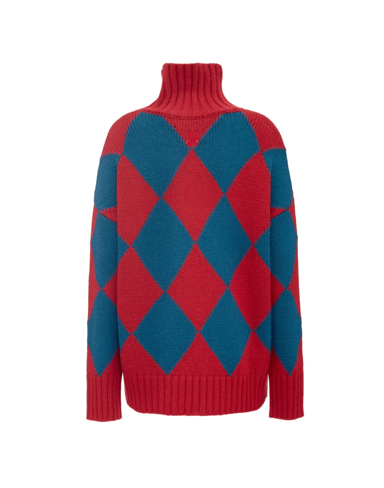 La DoubleJ Maglione Unisex in Lana Pura - Disegno Argyle con Trama Bordeaux e Blu Elettrico per Stile Vintage