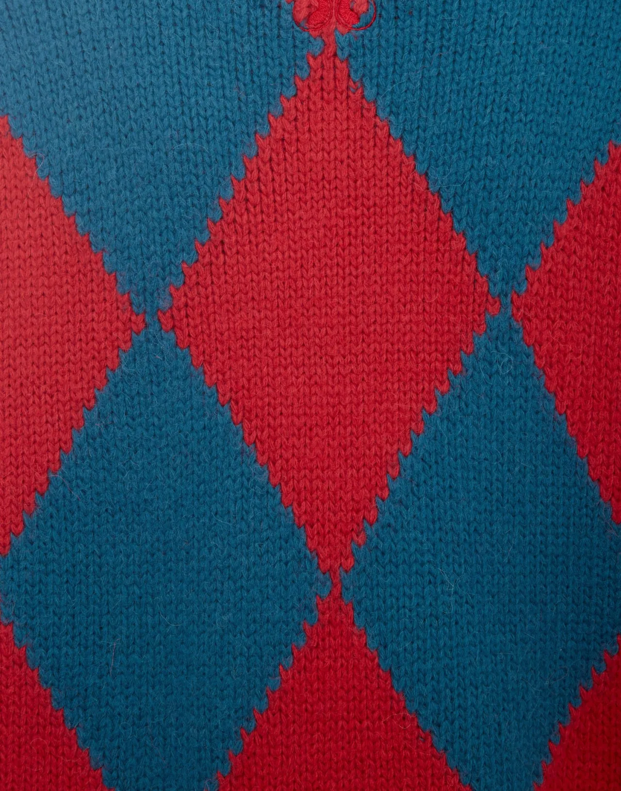La DoubleJ Maglione Unisex in Lana Pura - Disegno Argyle con Trama Bordeaux e Blu Elettrico per Stile Vintage