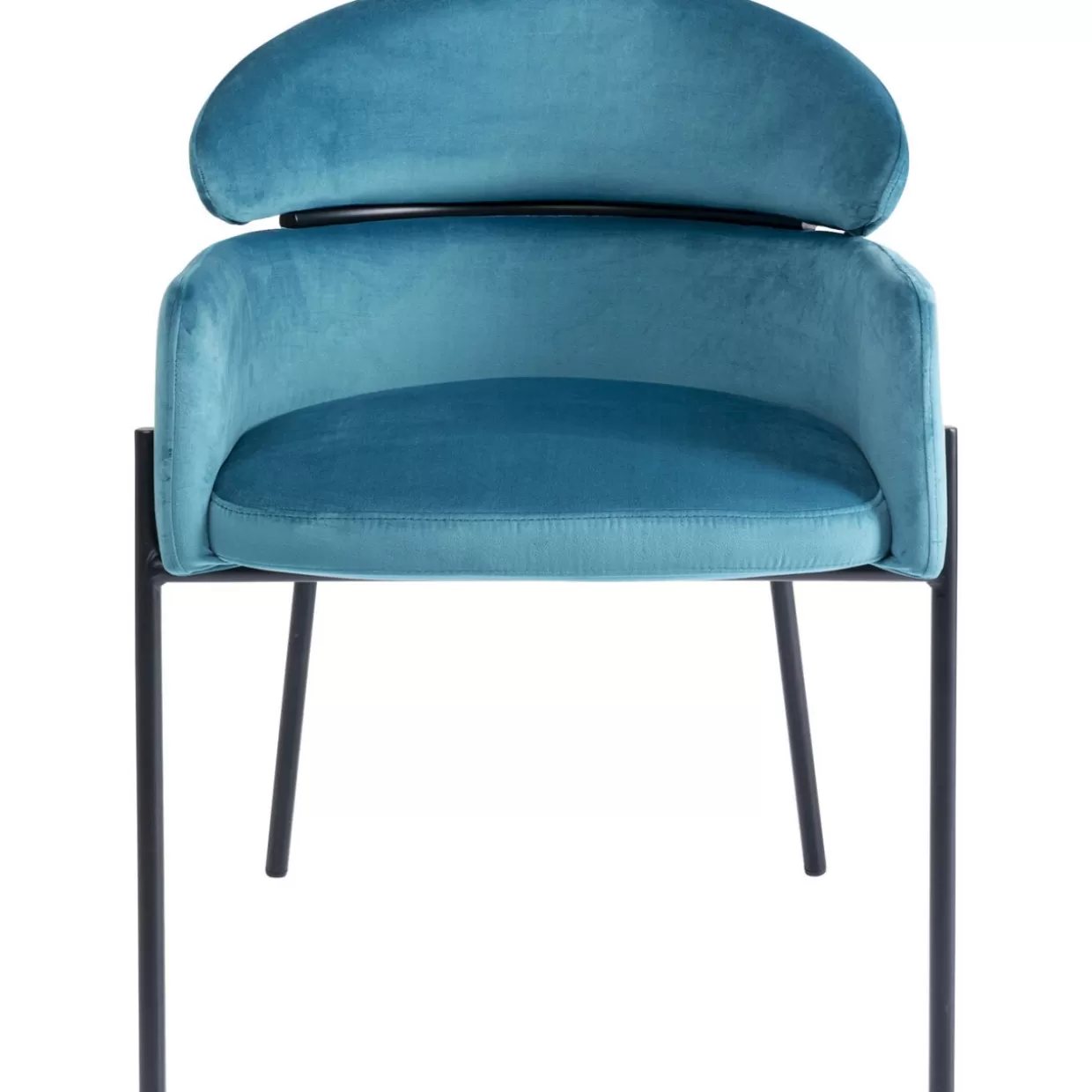 Poltrona Alexia Rivestita in Velluto Blu - Design Accogliente KARE con Braccioli per Arredamento Contemporaneo