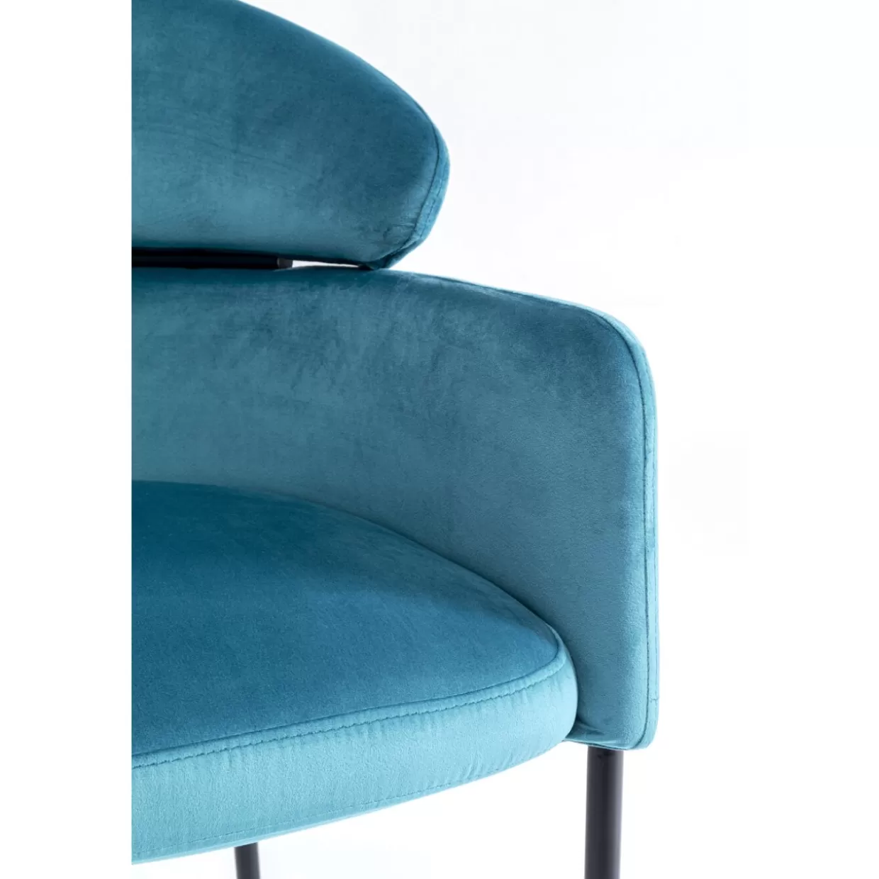 Poltrona Alexia Rivestita in Velluto Blu - Design Accogliente KARE con Braccioli per Arredamento Contemporaneo