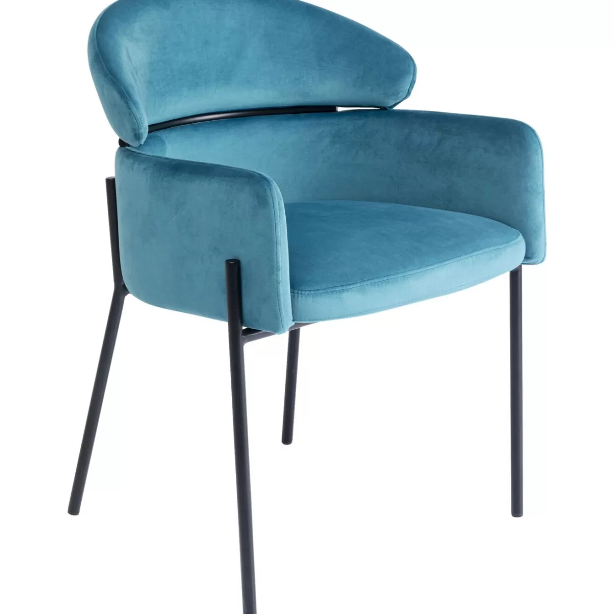 Poltrona Alexia Rivestita in Velluto Blu - Design Accogliente KARE con Braccioli per Arredamento Contemporaneo