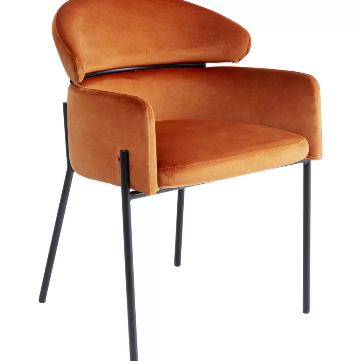 Poltrona Alexia con braccioli – Rivestimento in velluto arancione vibrante | Design contemporaneo da KARE