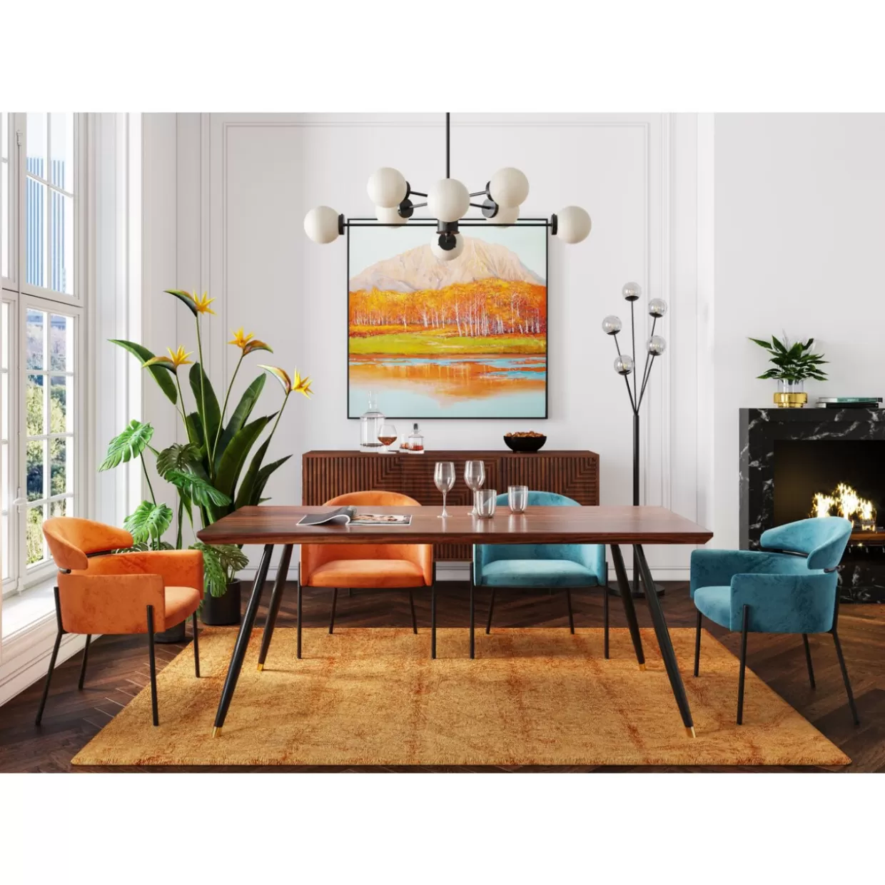 Poltrona Alexia con braccioli – Rivestimento in velluto arancione vibrante | Design contemporaneo da KARE