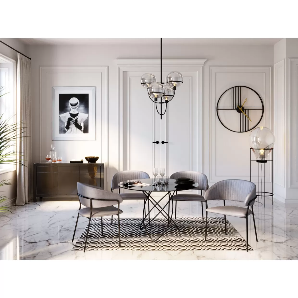KARE Design - Coppia di Poltrone Belle con Braccioli in Tonalità Grigio Antracite