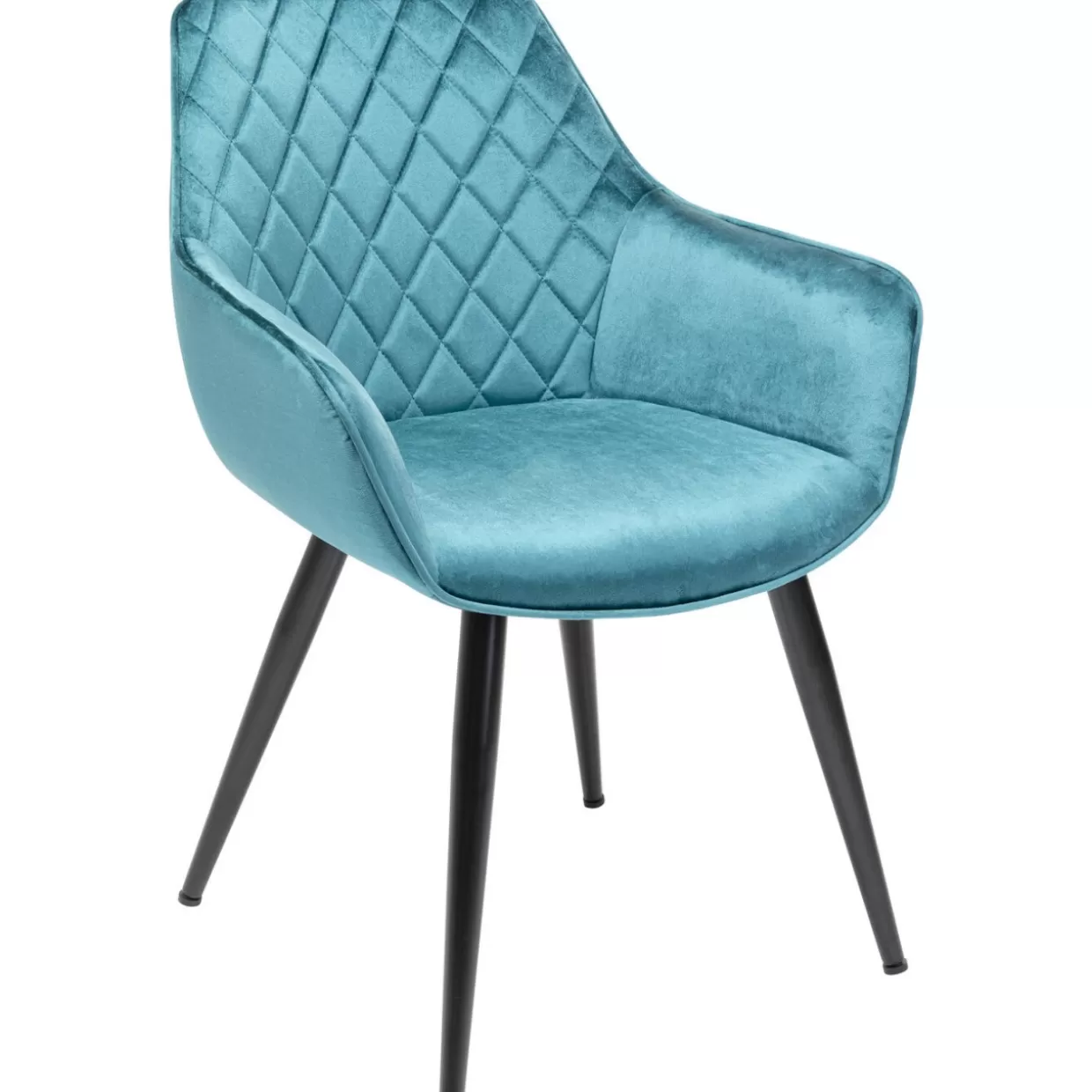 Poltrona Harry di KARE Design - Sedia con Braccioli in Tessuto Blu per Arredamento Contemporaneo
