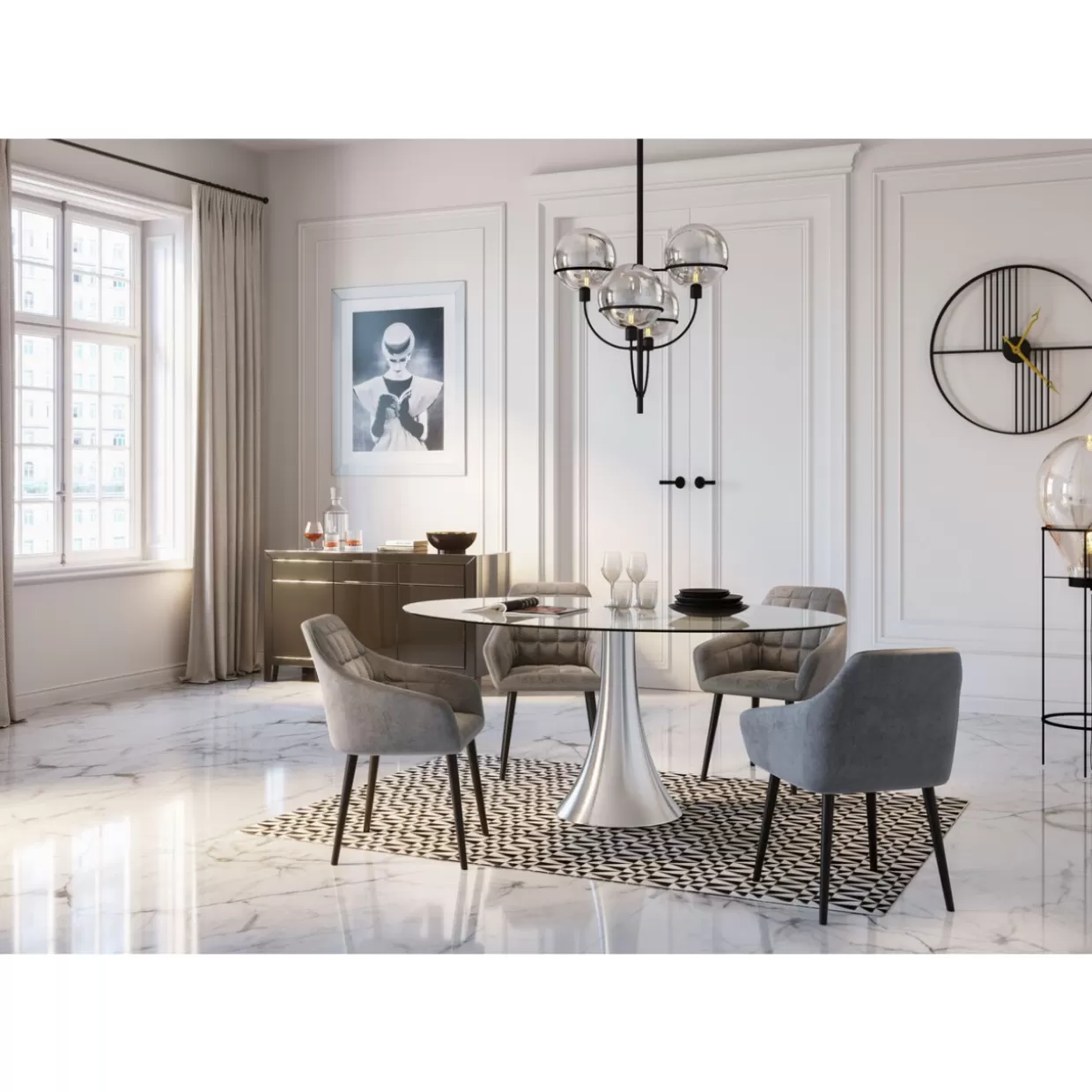 Sedia con braccioli Kim Grigio - Design contemporaneo KARE
