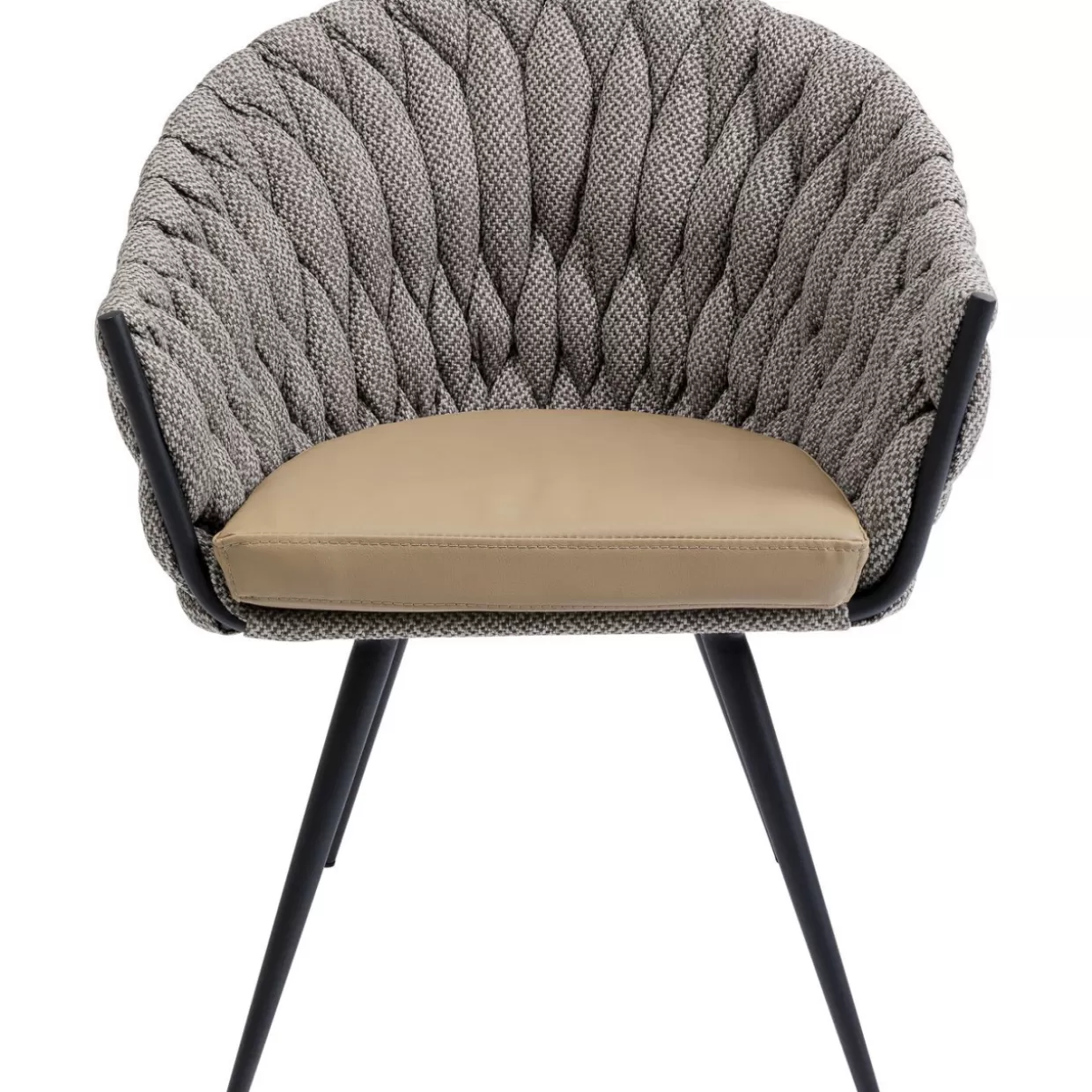KARE Design - Poltrona Con Braccioli in Tweed a Nodi, Stile Contemporaneo con Rivestimento Strutturato