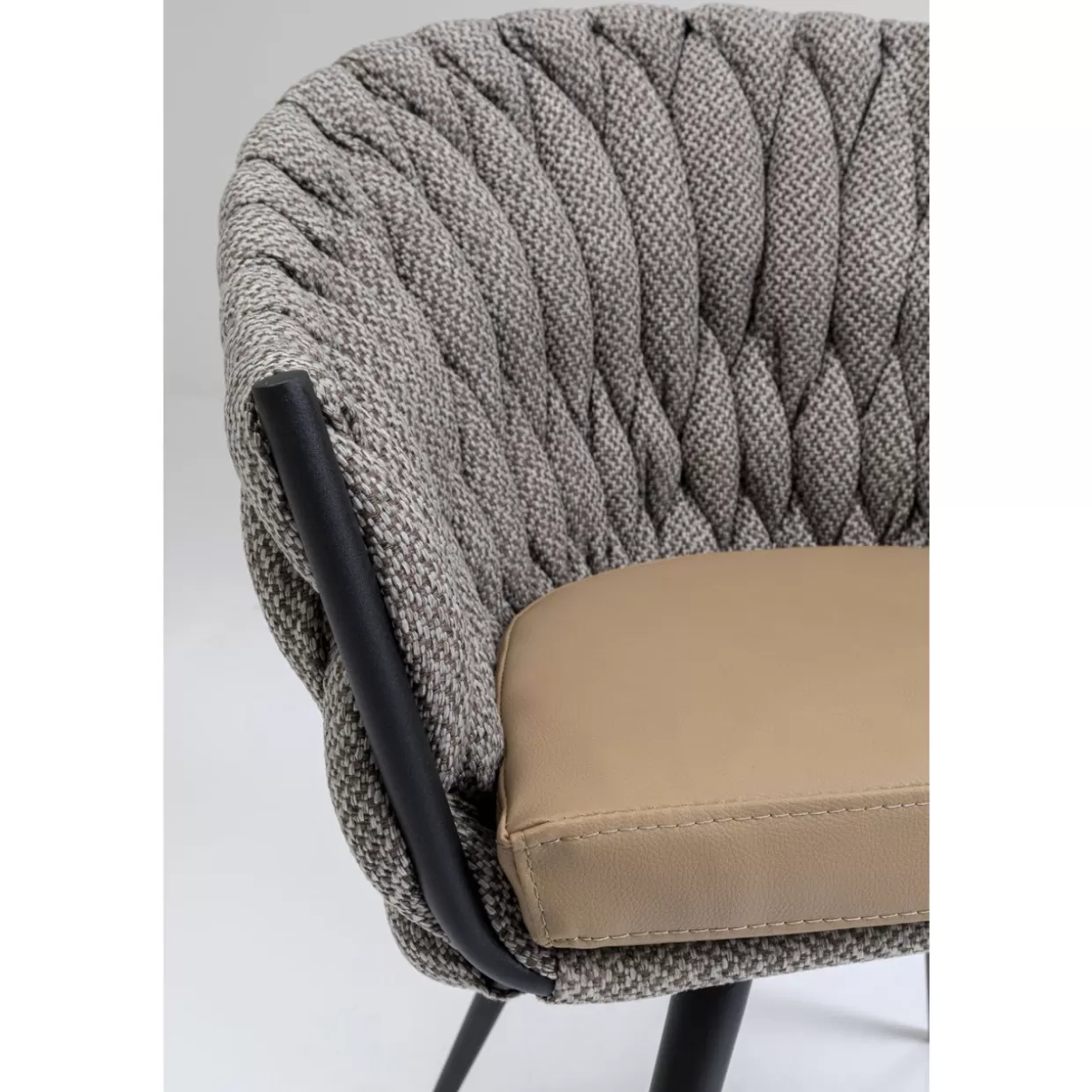 KARE Design - Poltrona Con Braccioli in Tweed a Nodi, Stile Contemporaneo con Rivestimento Strutturato