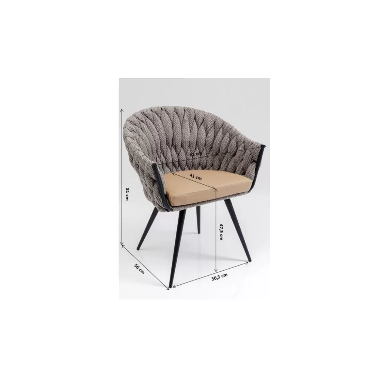 KARE Design - Poltrona Con Braccioli in Tweed a Nodi, Stile Contemporaneo con Rivestimento Strutturato