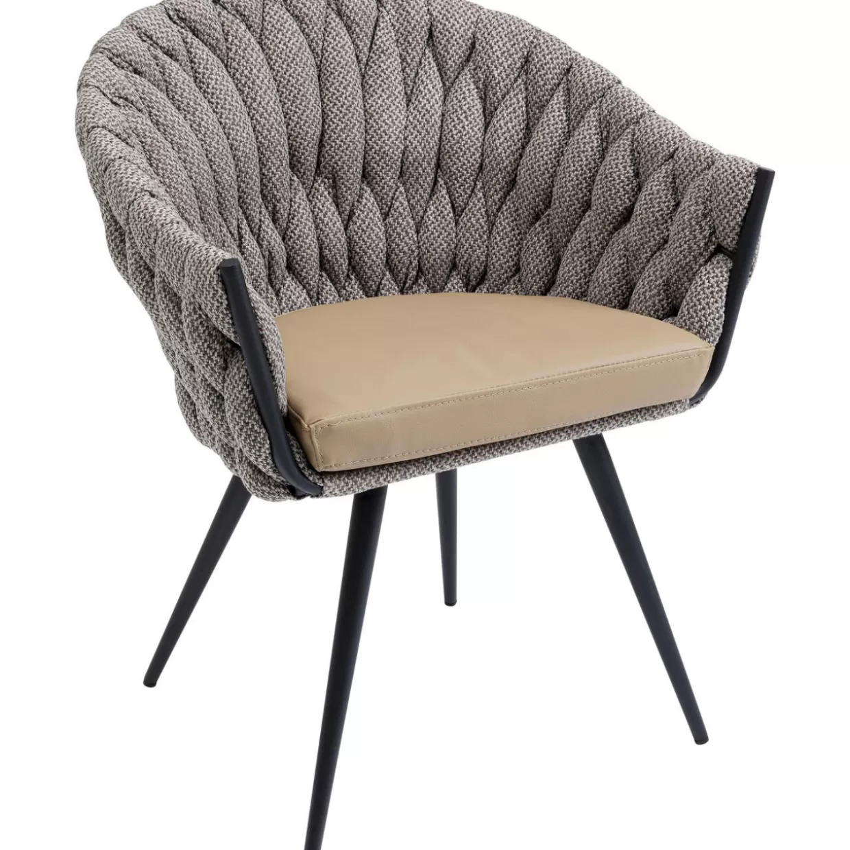 KARE Design - Poltrona Con Braccioli in Tweed a Nodi, Stile Contemporaneo con Rivestimento Strutturato