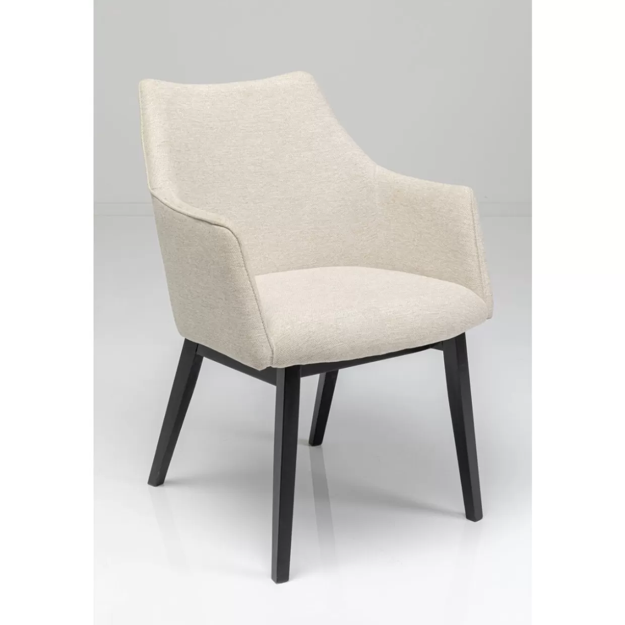 KARE Arredamenti - Poltrona Modino in tessuto crema, elegante e confortevole con braccioli