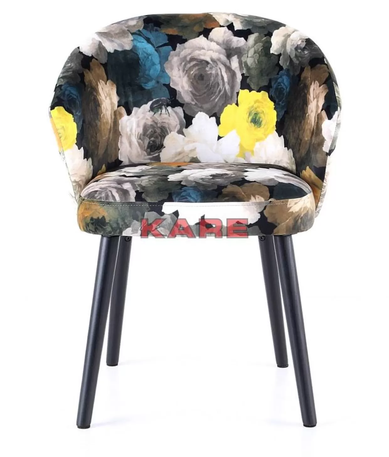 KARE Design - Poltrona Moderna con Braccioli, Decorazione Peonia in Tonalità Giallo Sole
