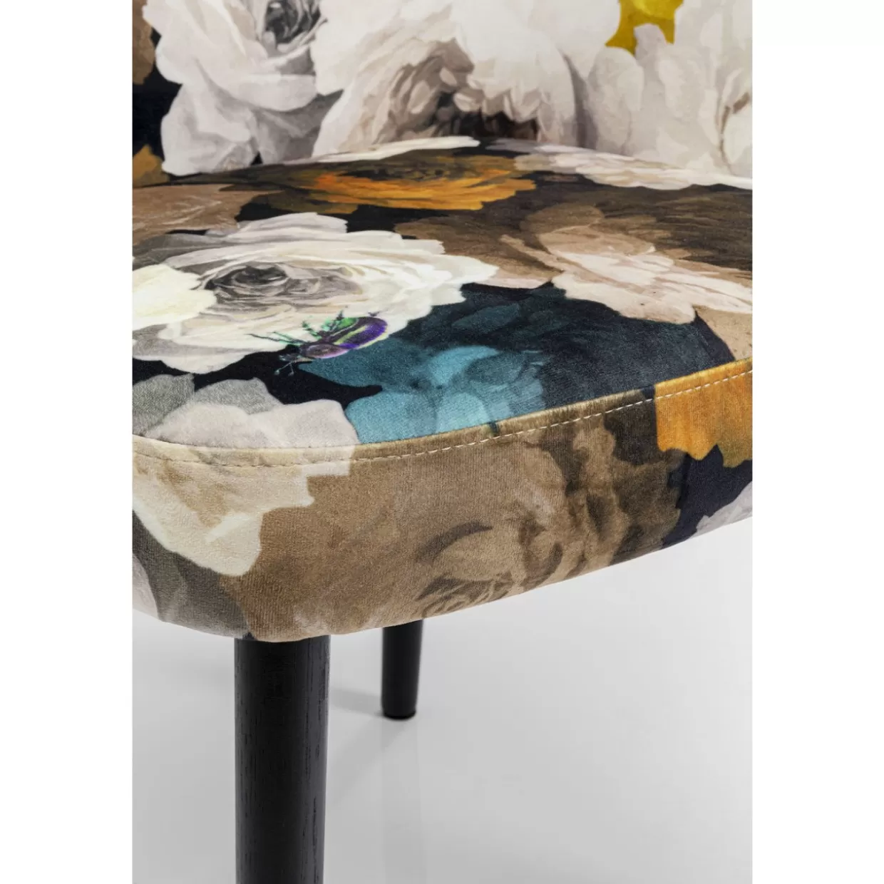 KARE Design - Poltrona Moderna con Braccioli, Decorazione Peonia in Tonalità Giallo Sole