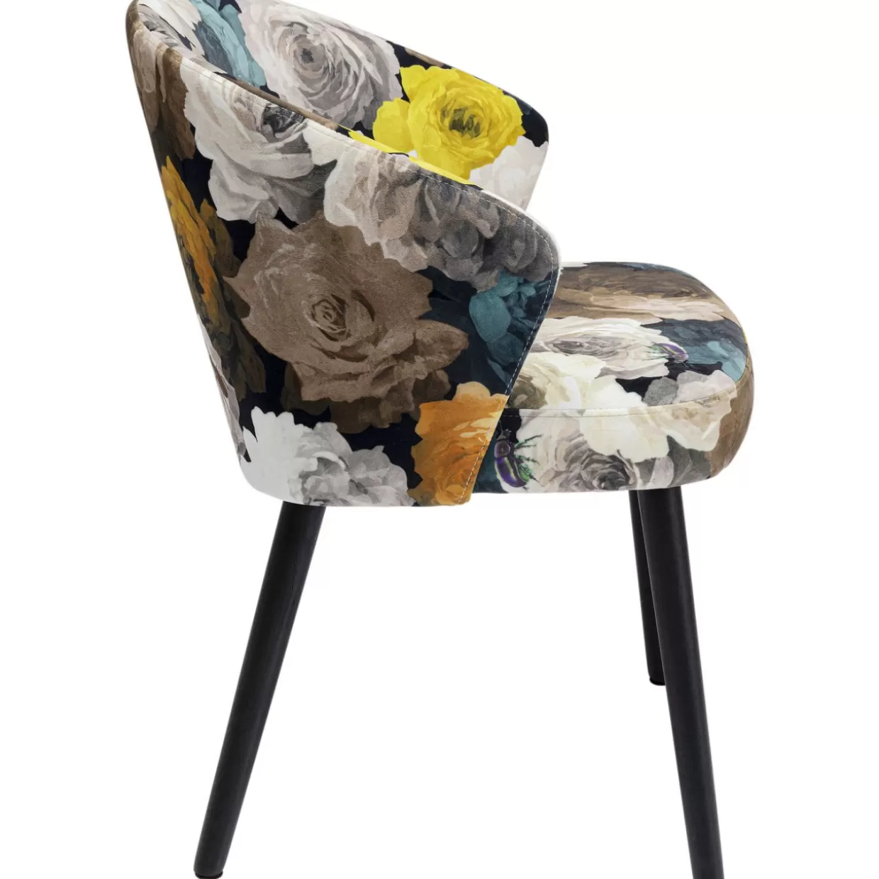 KARE Design - Poltrona Moderna con Braccioli, Decorazione Peonia in Tonalità Giallo Sole
