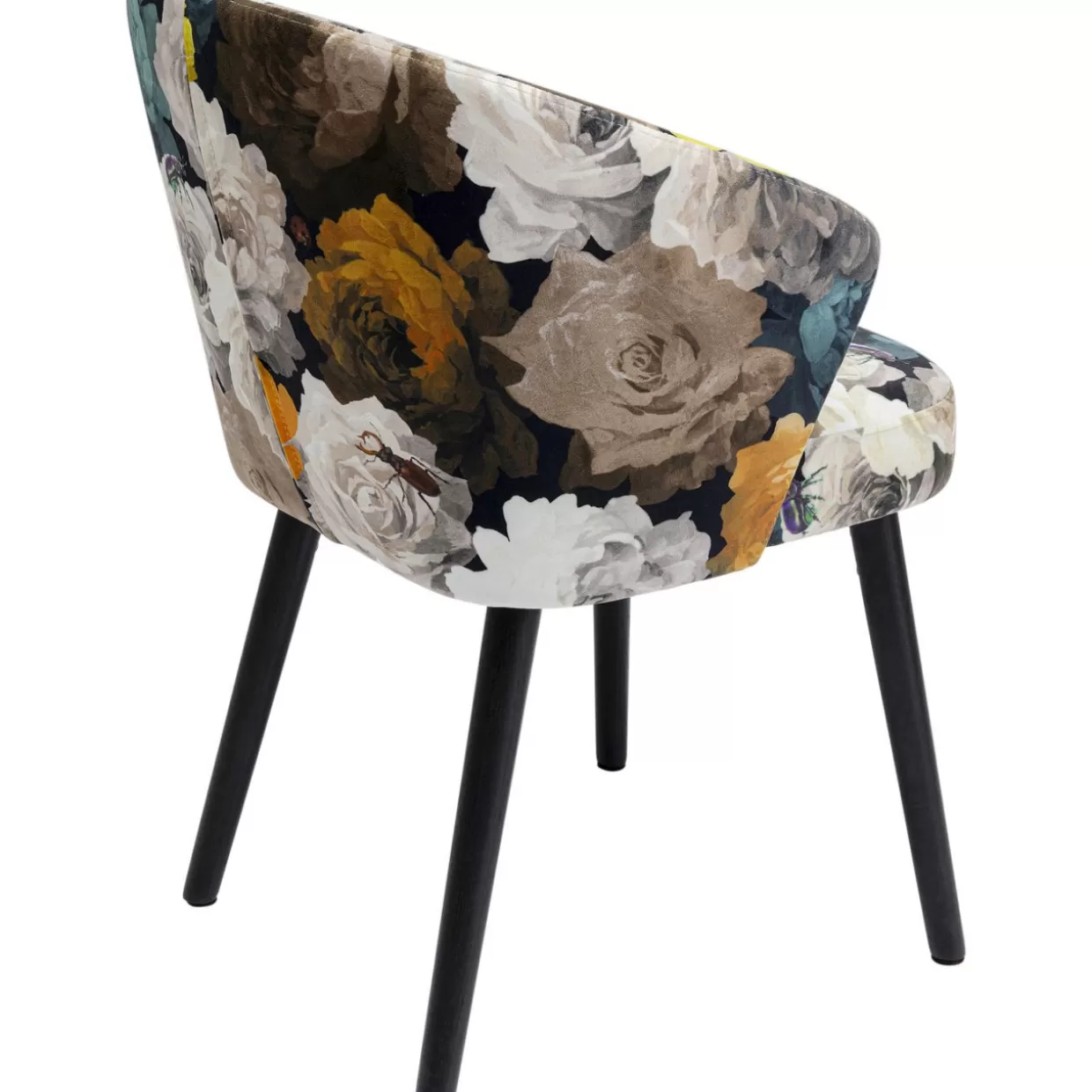 KARE Design - Poltrona Moderna con Braccioli, Decorazione Peonia in Tonalità Giallo Sole