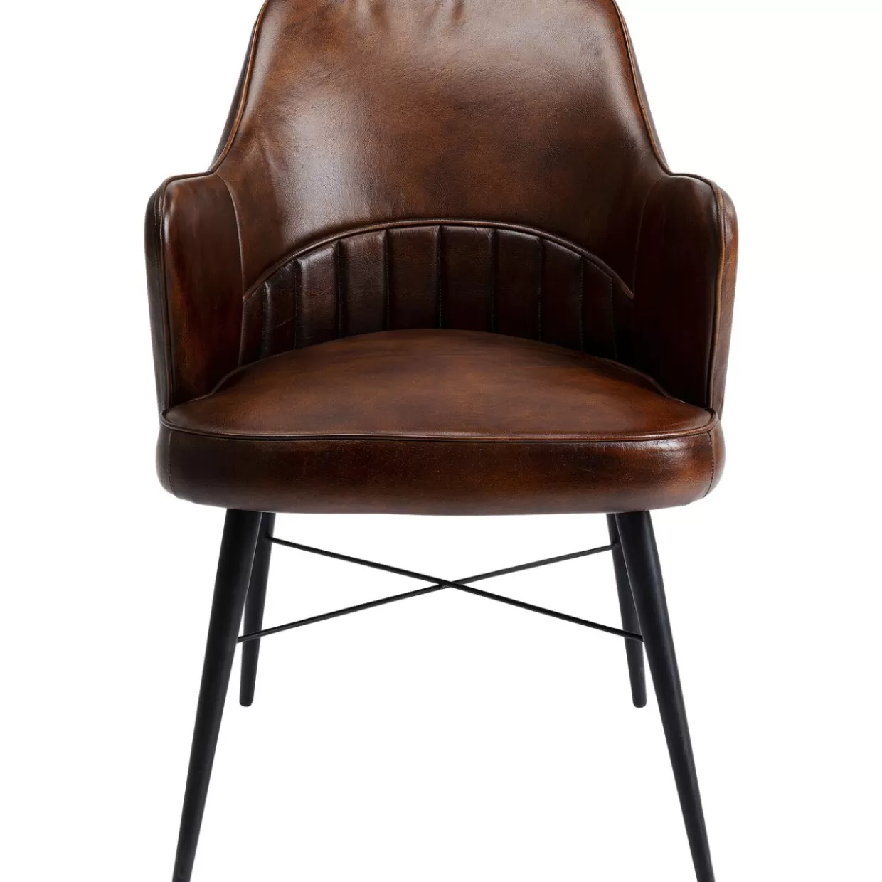 Poltrona Rumba in Pelle Marrone con Design Accogliente - KARE Collection per Arredamento Moderno