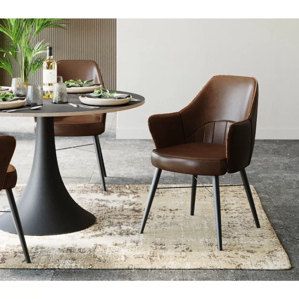 Poltrona Rumba in Pelle Marrone con Design Accogliente - KARE Collection per Arredamento Moderno