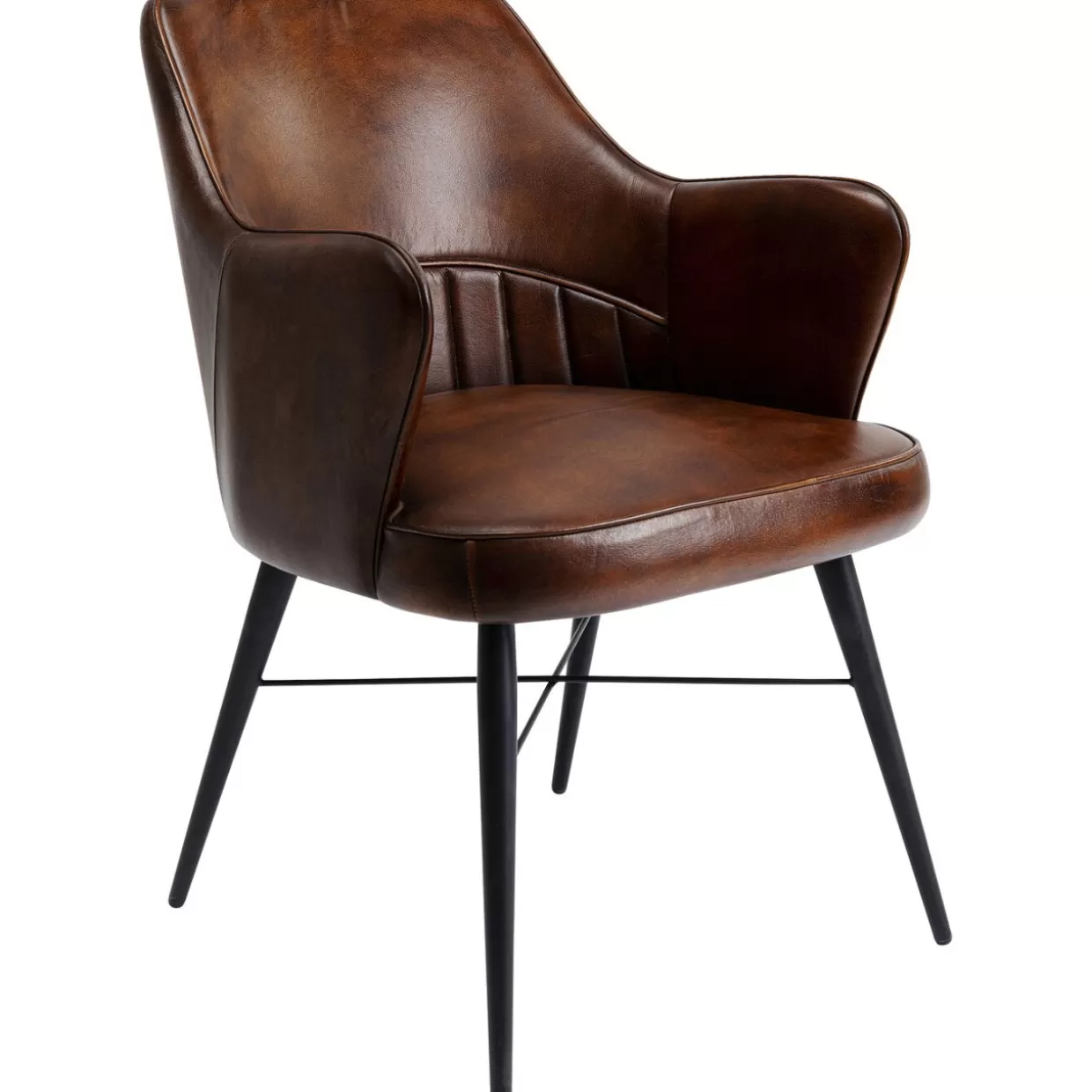 Poltrona Rumba in Pelle Marrone con Design Accogliente - KARE Collection per Arredamento Moderno