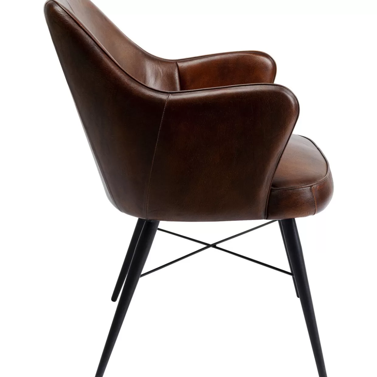 Poltrona Rumba in Pelle Marrone con Design Accogliente - KARE Collection per Arredamento Moderno