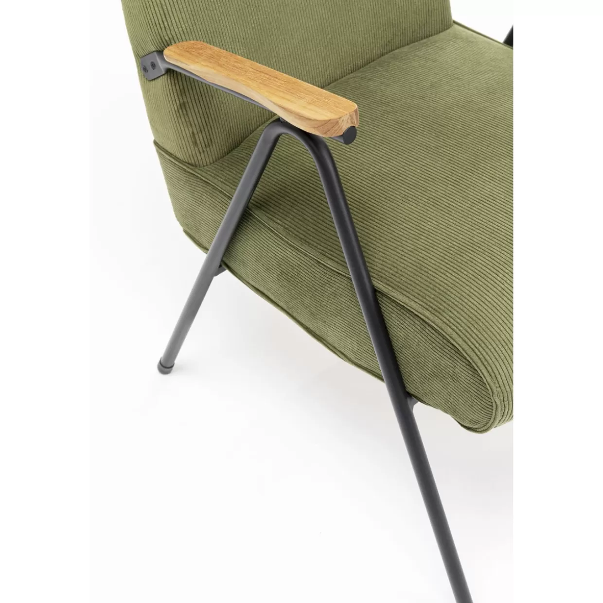 Poltrona Ryan Verde Muschio con Design Contemporaneo | Sedia con Braccioli KARE Collection - Rivestimento in Tessuto Confortevole per Soggiorno Moderno
