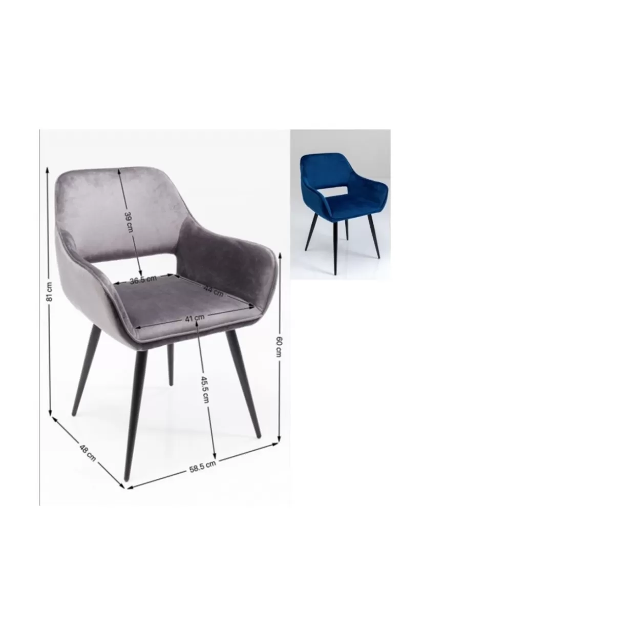 Poltrona design San Francisco blu marino con braccioli - Linea elegante KARE Design
