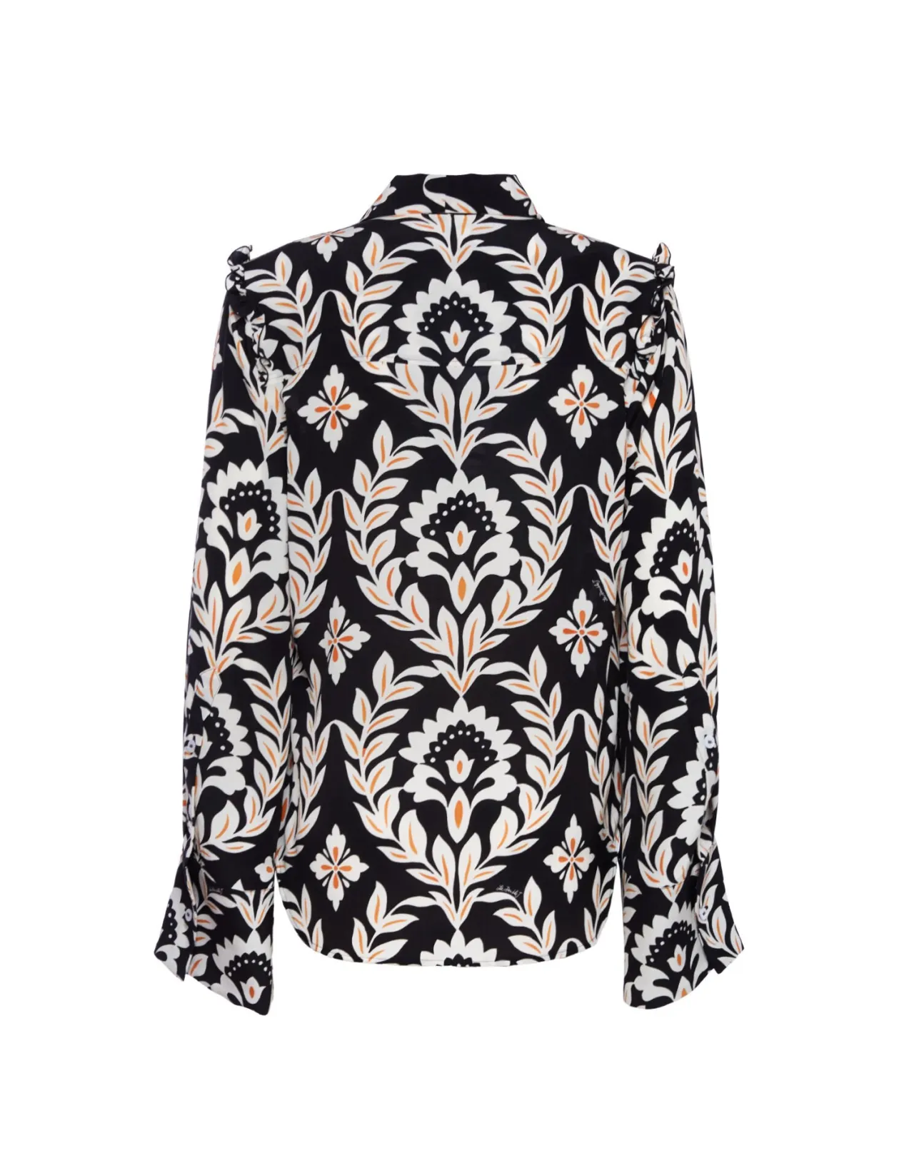 Camicia con Collo Ascot Ghirlanda - Nero in Crepe de Chine di Lussuosa Qualità | Collezione La DoubleJ