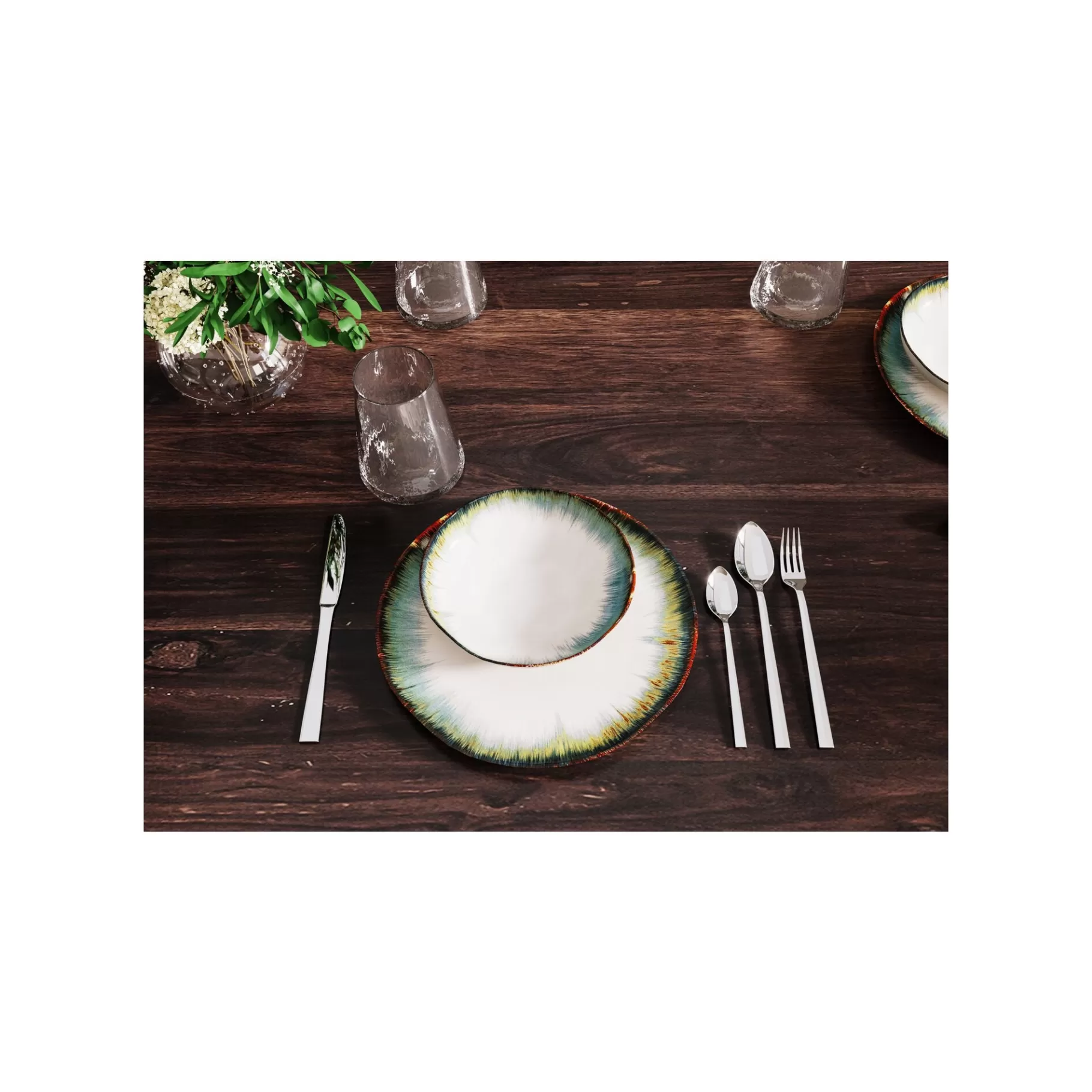 Flash Sale Assiettes Creuses Organic Bleues 20cm Set De 4   Vaisselle