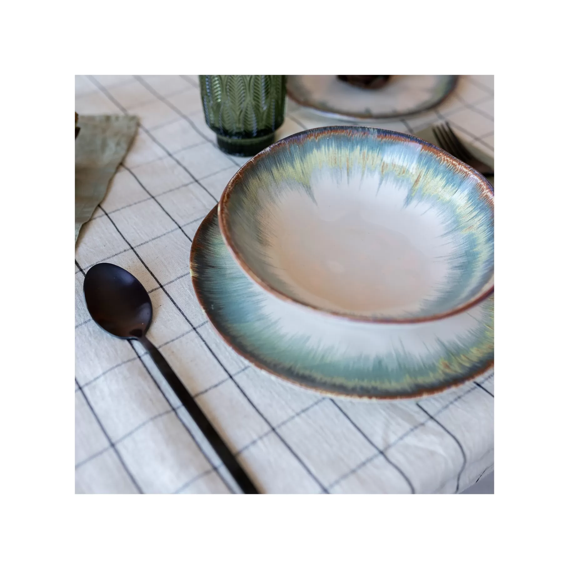Flash Sale Assiettes Creuses Organic Bleues 20cm Set De 4   Vaisselle