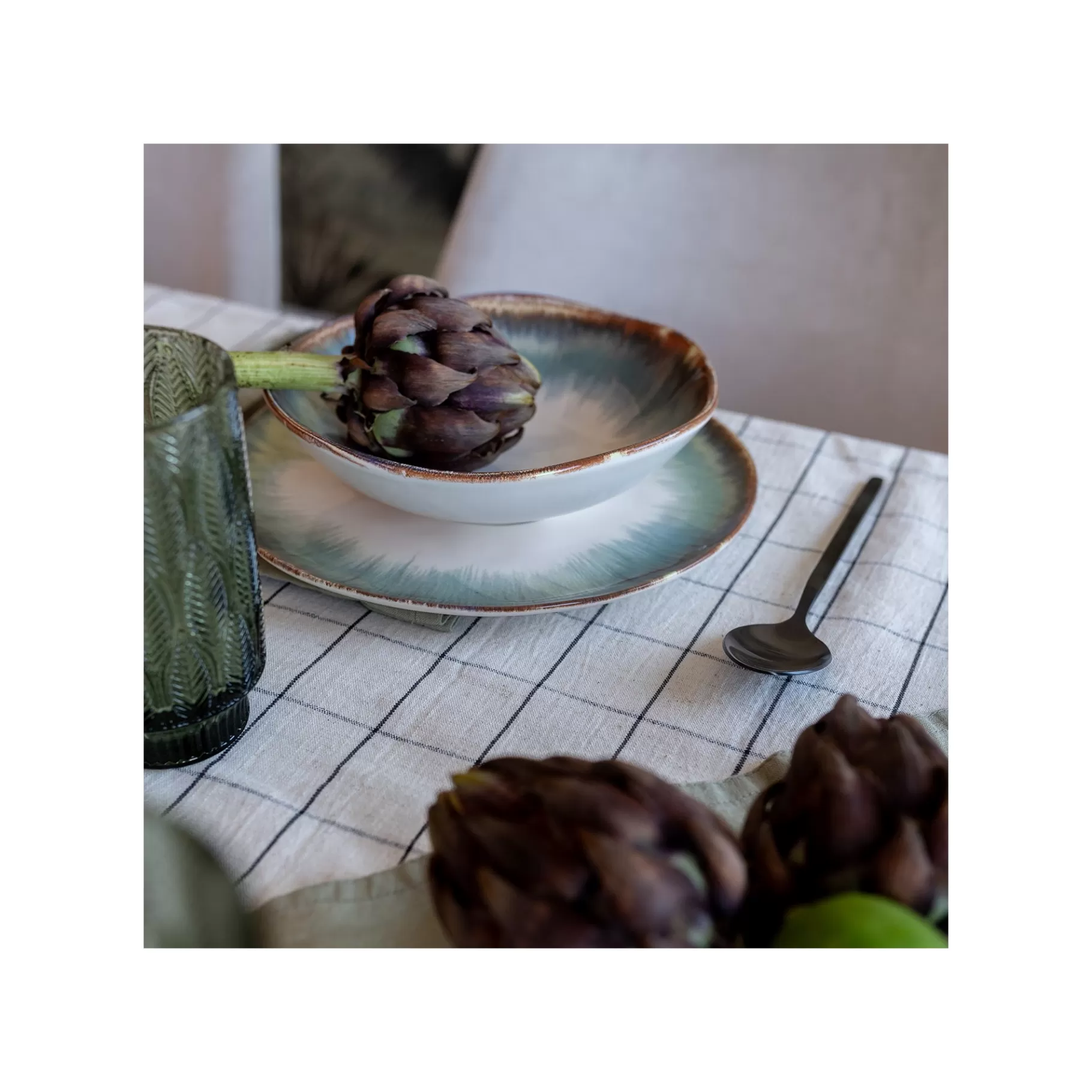 Flash Sale Assiettes Creuses Organic Bleues 20cm Set De 4   Vaisselle