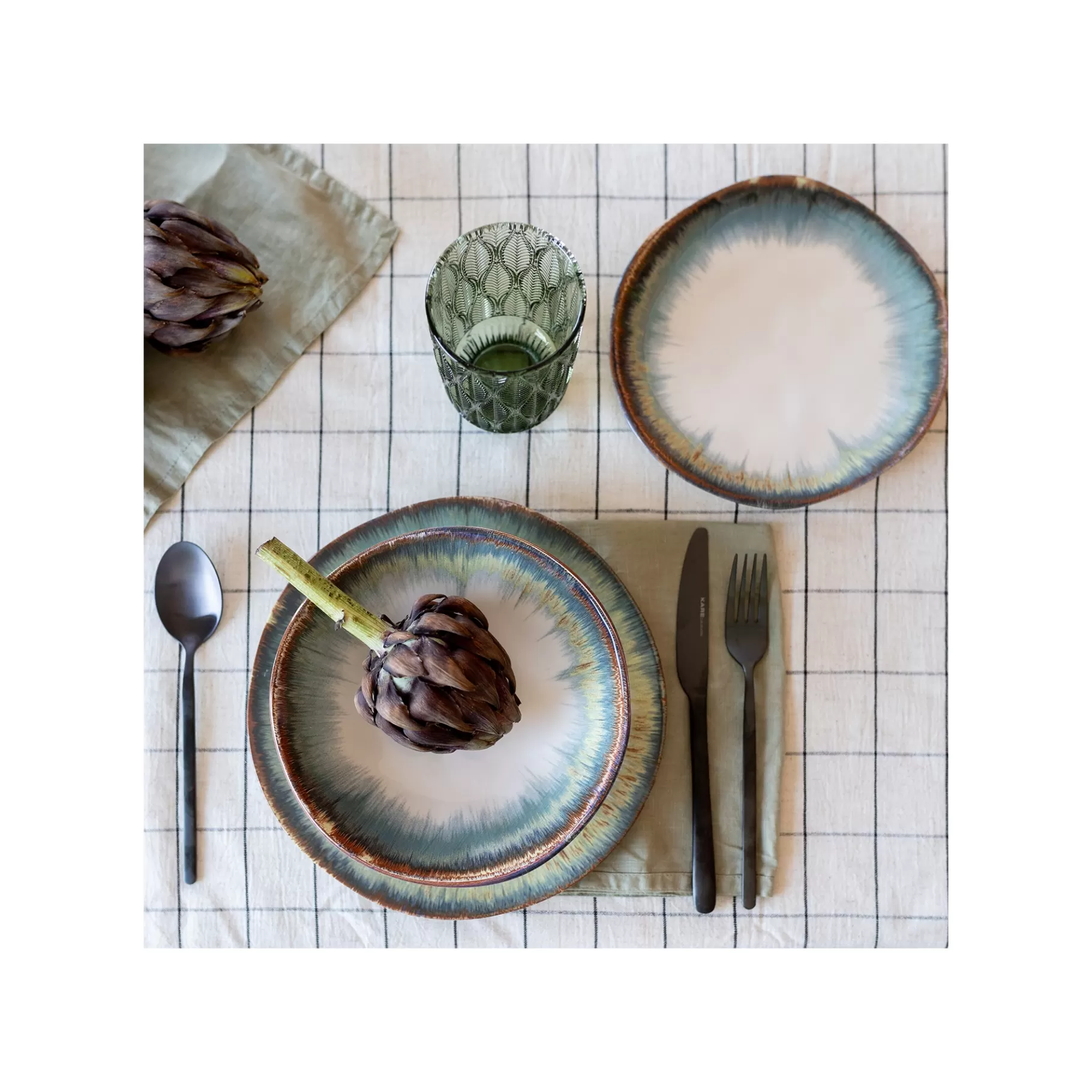 Flash Sale Assiettes Creuses Organic Bleues 20cm Set De 4   Vaisselle