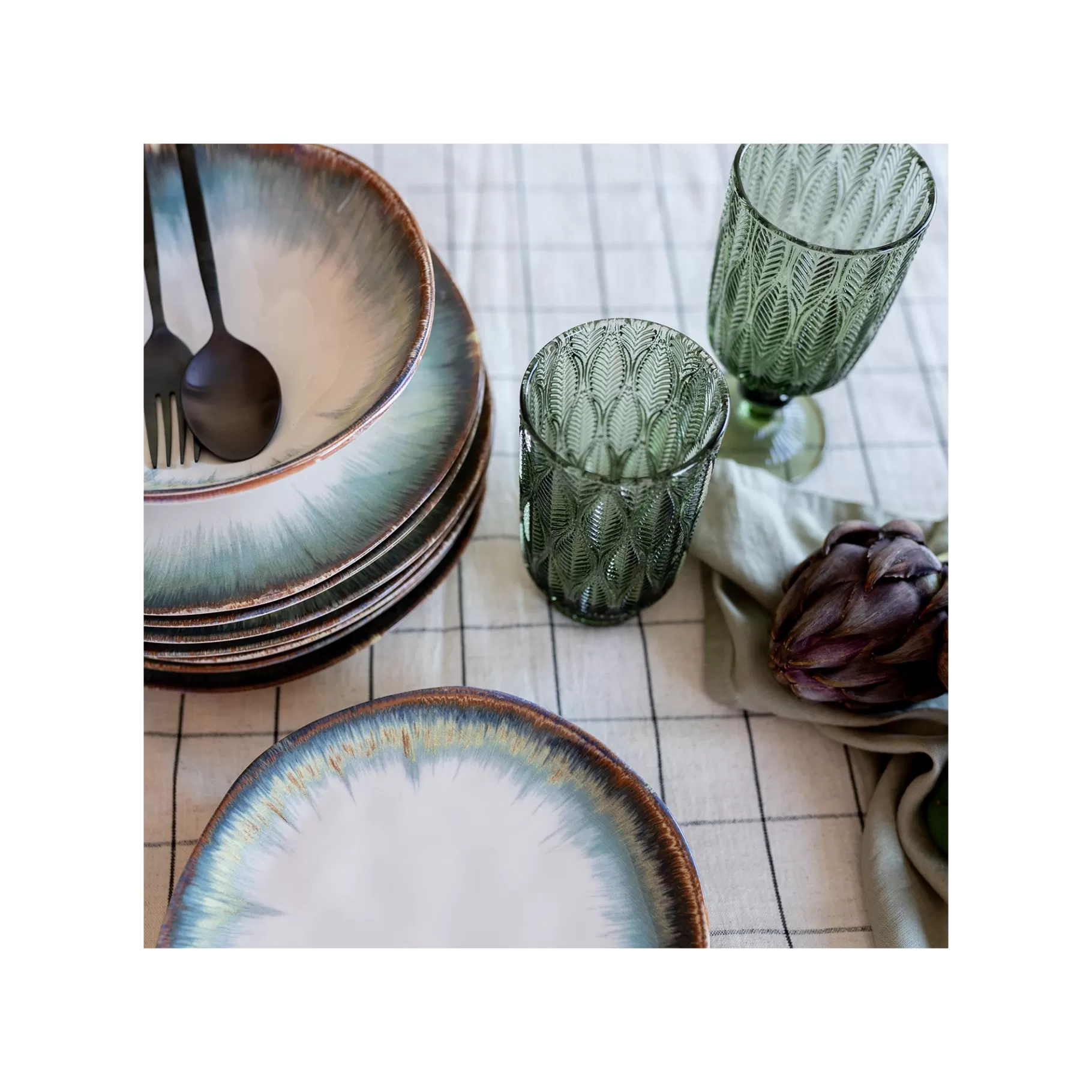 Discount Assiettes Organic Bleues 26cm Set De 4   Vaisselle