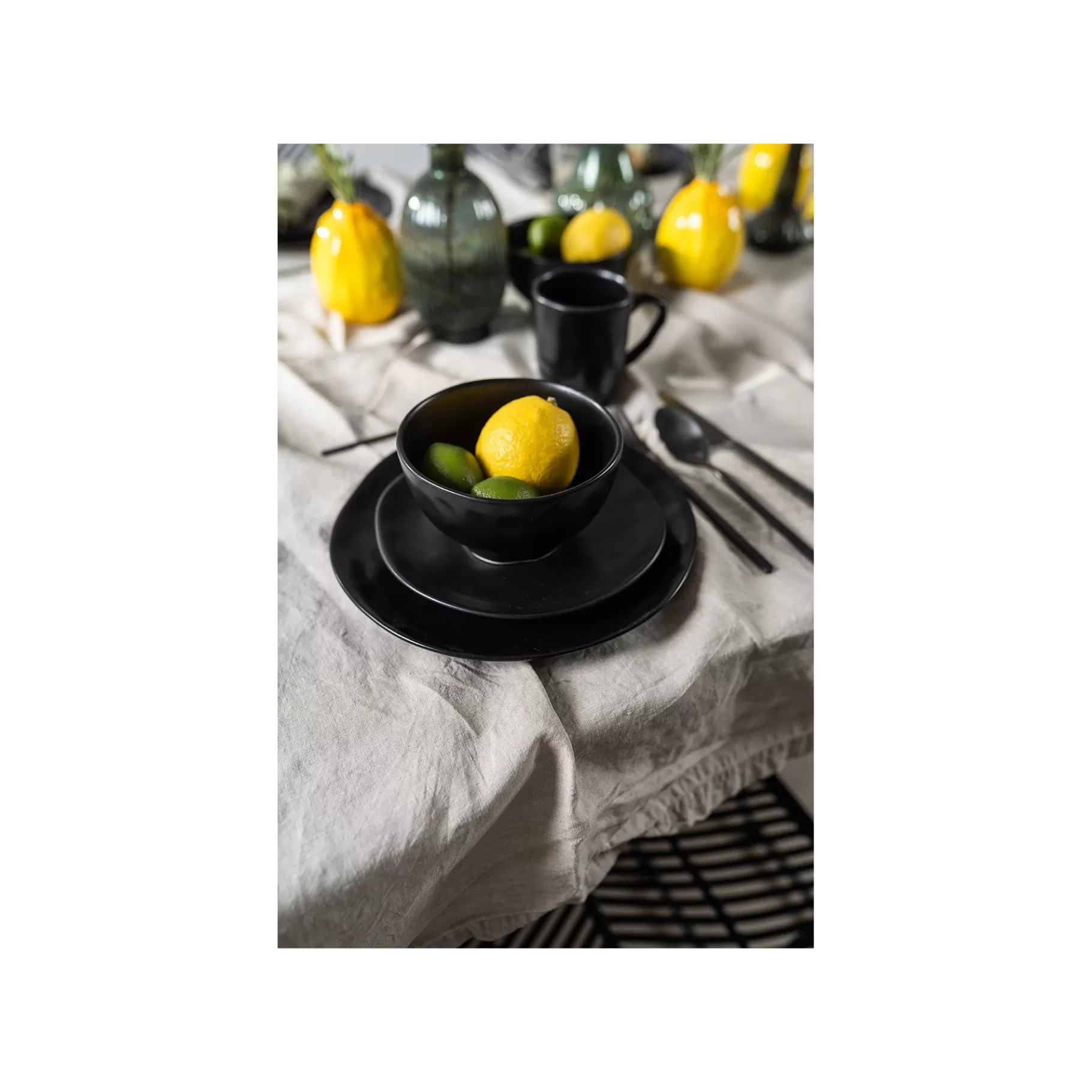 Store Assiettes Organic Noires 26cm Set De 4    Vaisselle