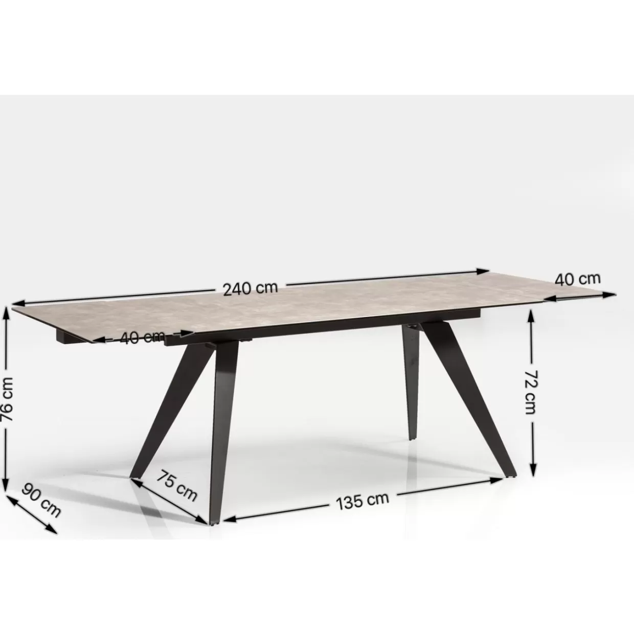 KARE Design - Tavolo Estensibile Amsterdam in Tonalità Scura, Elegante Design 160 cm (Estendibile 40+40) x 90 cm