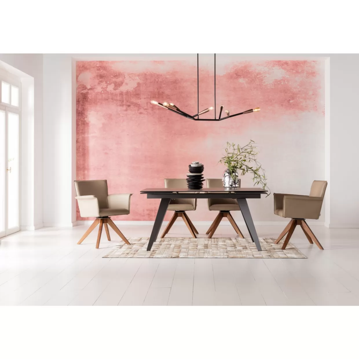 KARE Design - Tavolo Estensibile Amsterdam in Tonalità Scura, Elegante Design 160 cm (Estendibile 40+40) x 90 cm