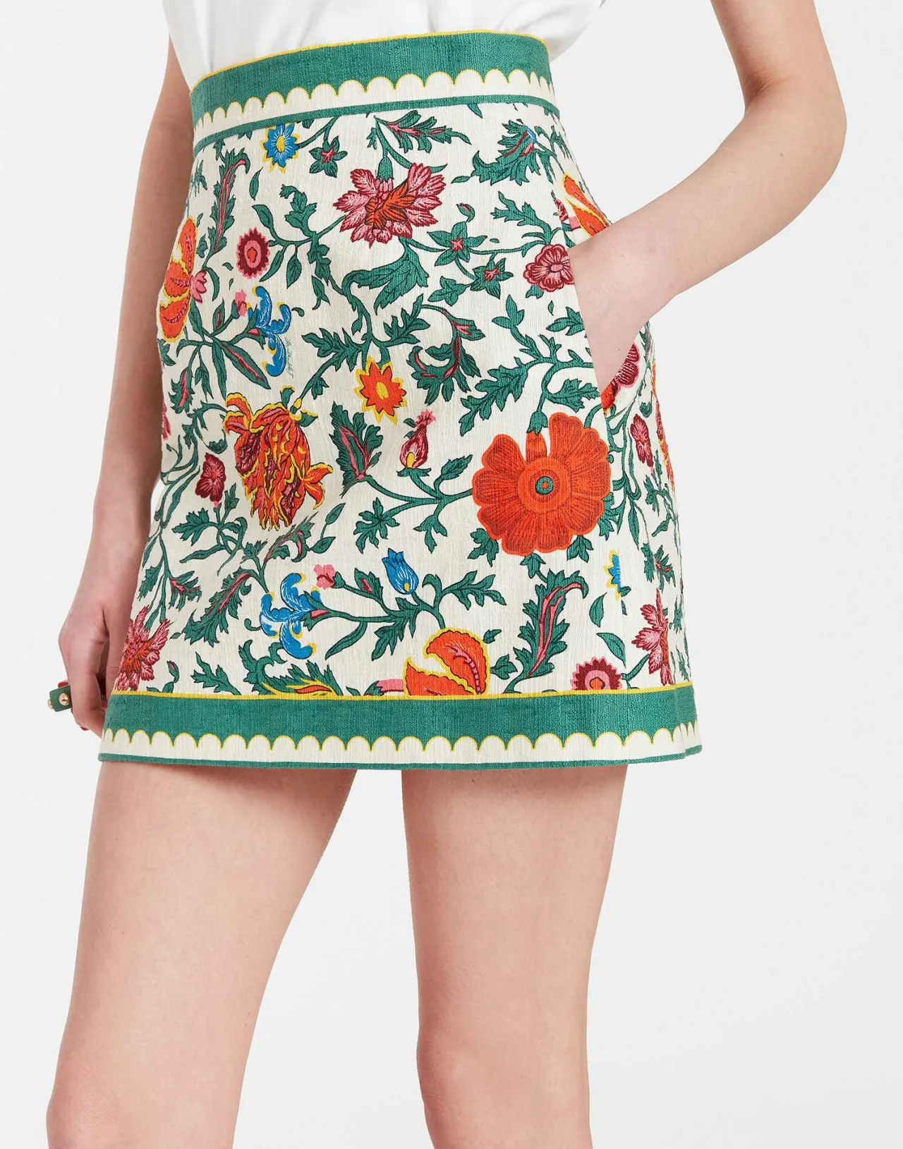 La DoubleJ - Mini Gonna Baia con Stampa Dragonflower Multicolore in Cotone Rigato, Prezzo Conveniente per Look Estivi Accattivanti