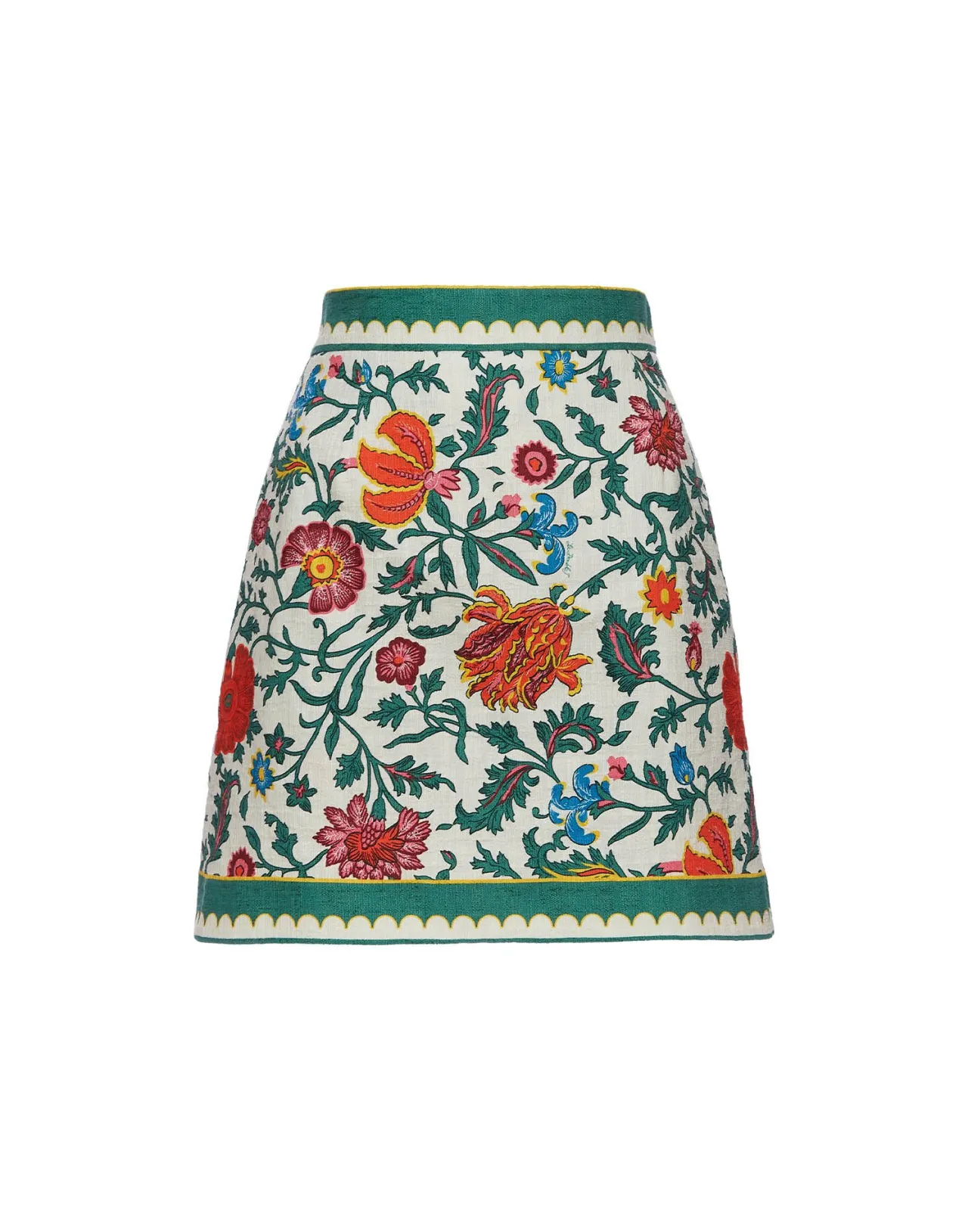 La DoubleJ - Mini Gonna Baia con Stampa Dragonflower Multicolore in Cotone Rigato, Prezzo Conveniente per Look Estivi Accattivanti