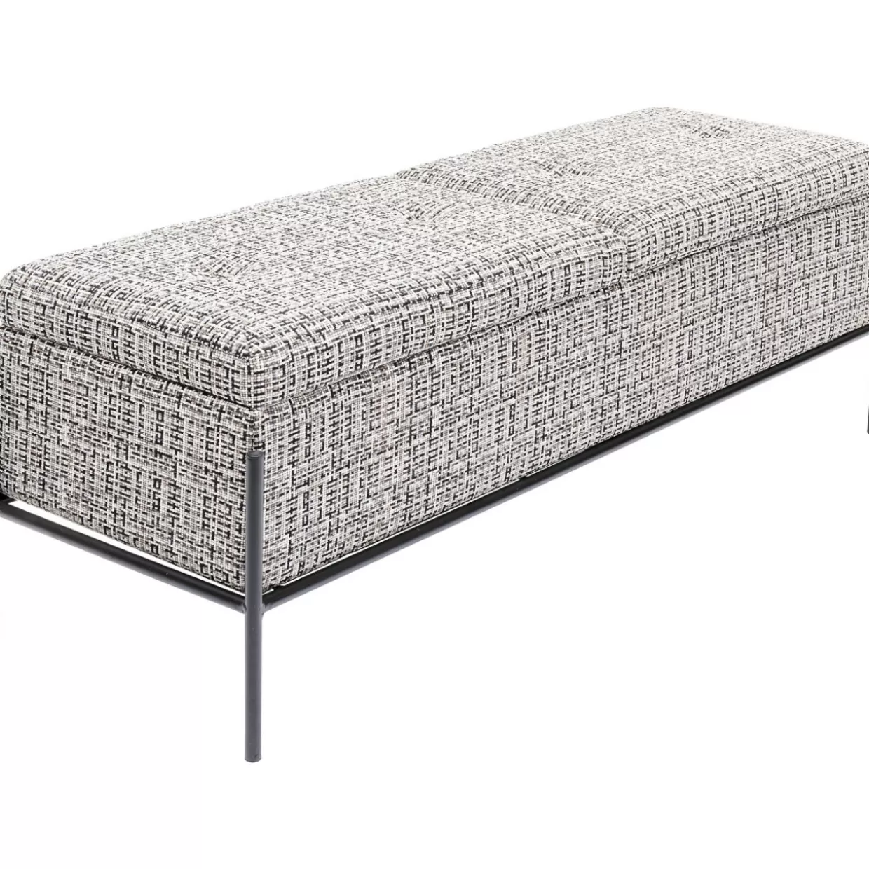 KARE DESIGN Panche Moderne con Pulsanti Integrati e Van Portaoggetti - Stile Minimalista in Bianco e Nero, Formato Grande per Arredamento Contemporaneo