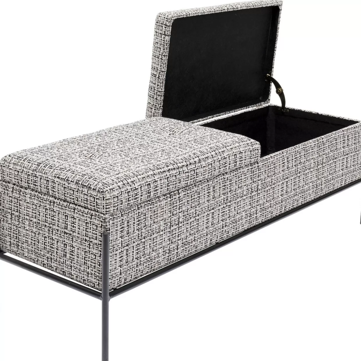 KARE DESIGN Panche Moderne con Pulsanti Integrati e Van Portaoggetti - Stile Minimalista in Bianco e Nero, Formato Grande per Arredamento Contemporaneo