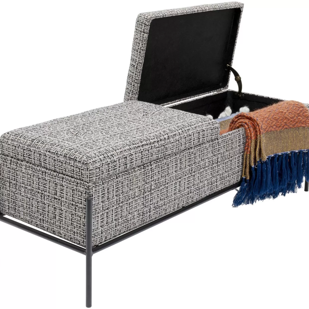 KARE DESIGN Panche Moderne con Pulsanti Integrati e Van Portaoggetti - Stile Minimalista in Bianco e Nero, Formato Grande per Arredamento Contemporaneo