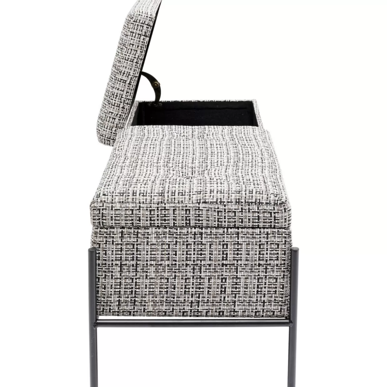 KARE DESIGN Panche Moderne con Pulsanti Integrati e Van Portaoggetti - Stile Minimalista in Bianco e Nero, Formato Grande per Arredamento Contemporaneo