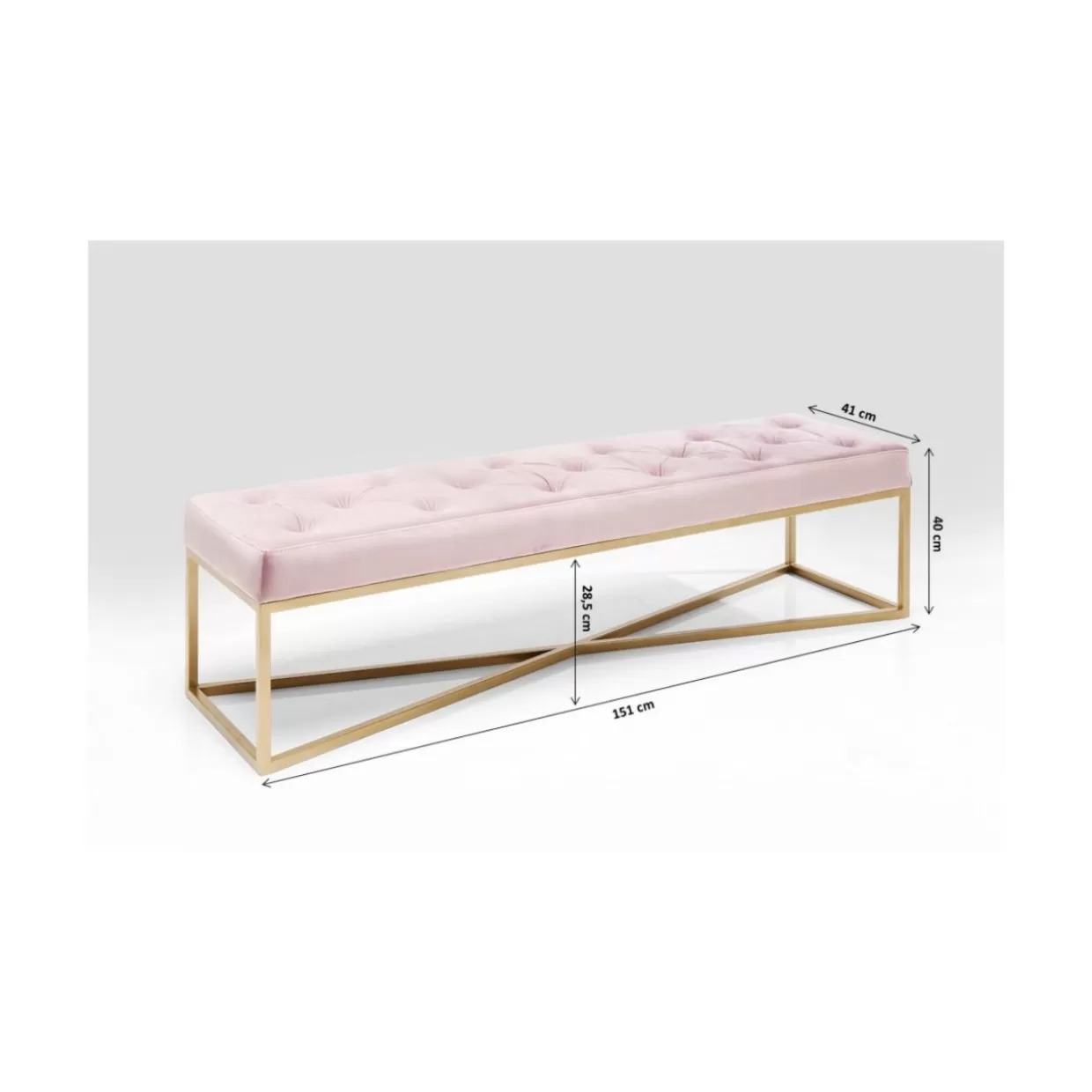KARE Design - Elegante panca linea Crossover in rame rosato, misure L150xP40cm per interni
