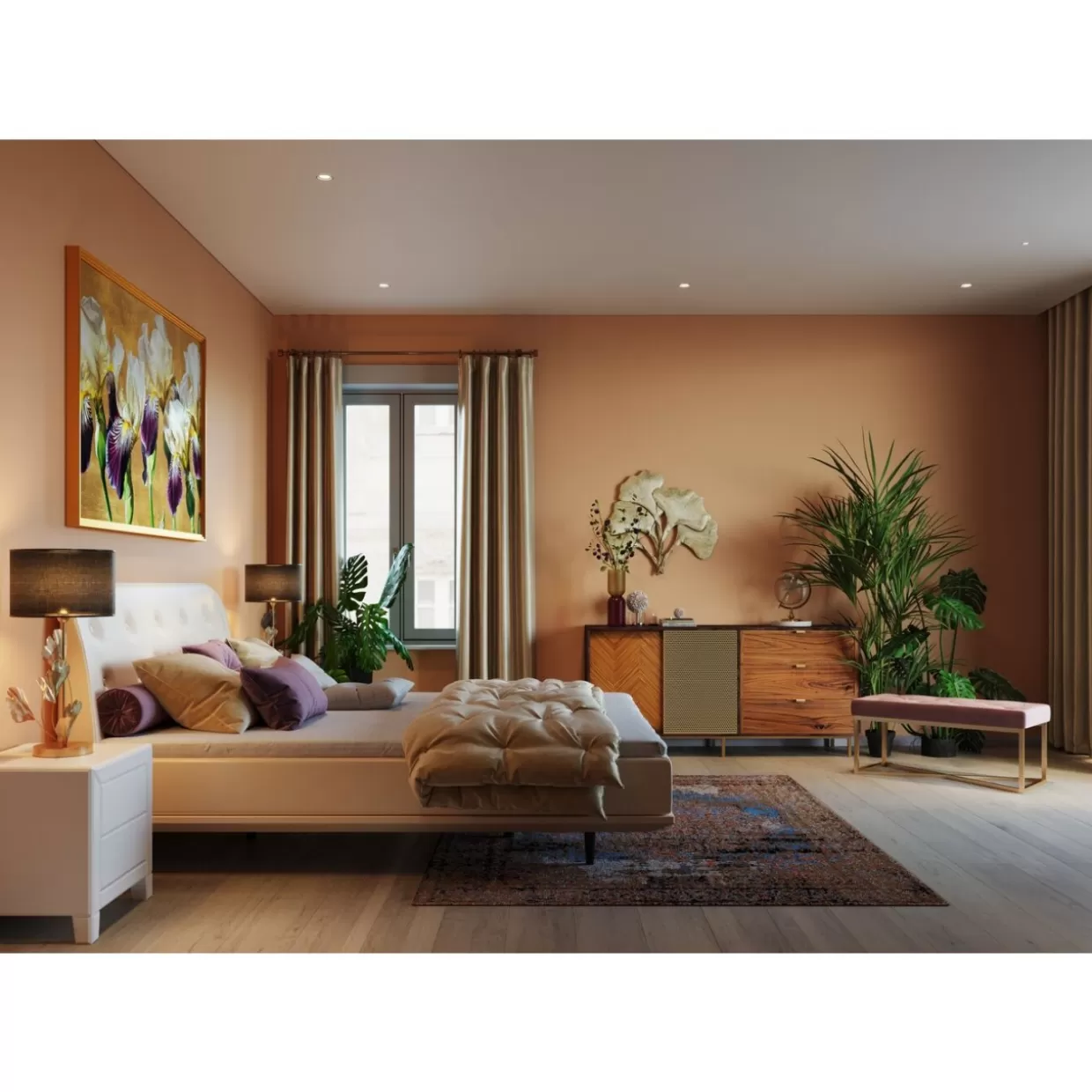 Panche Moderne in Rame Rosa, 90x40 cm - Linea Crossover per Soggiorno o Giardino | Design Funzionale KARE