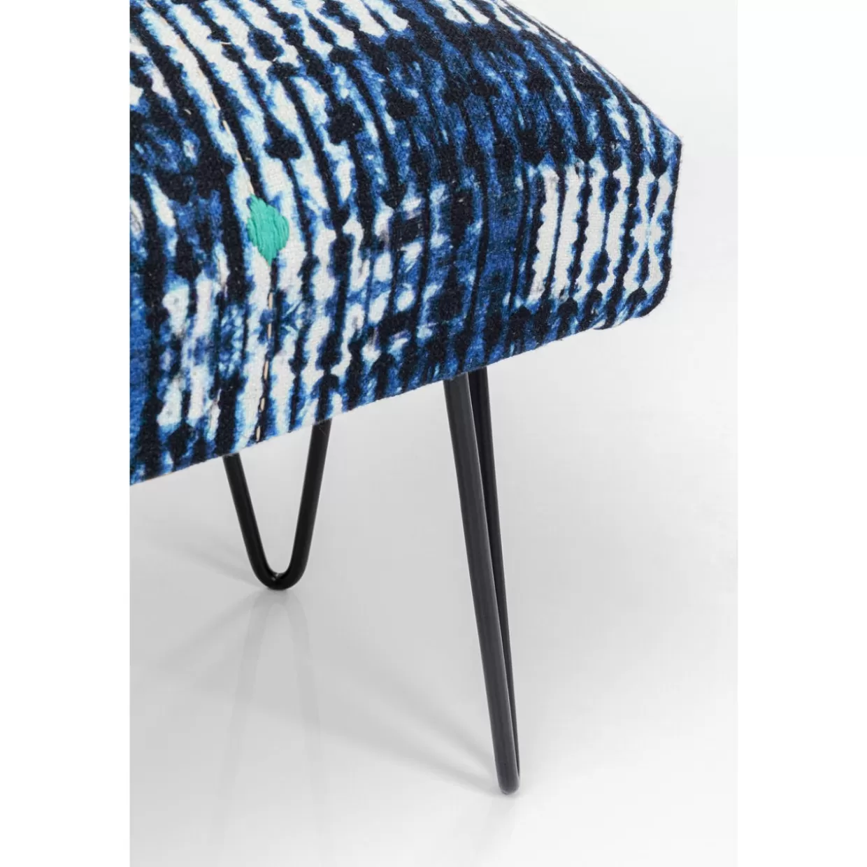 KARE Design Panchina Desna in Tessuto Patchwork Blu – 80 cm, Stile Boho-Chic per Arredamento Moderno