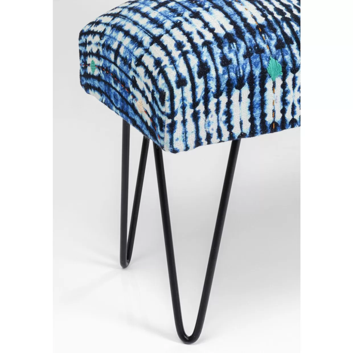 KARE Design Panchina Desna in Tessuto Patchwork Blu – 80 cm, Stile Boho-Chic per Arredamento Moderno