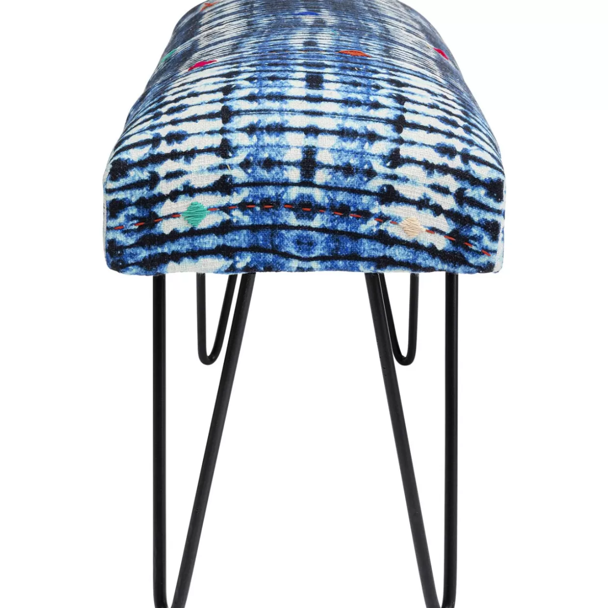 KARE Design Panchina Desna in Tessuto Patchwork Blu – 80 cm, Stile Boho-Chic per Arredamento Moderno