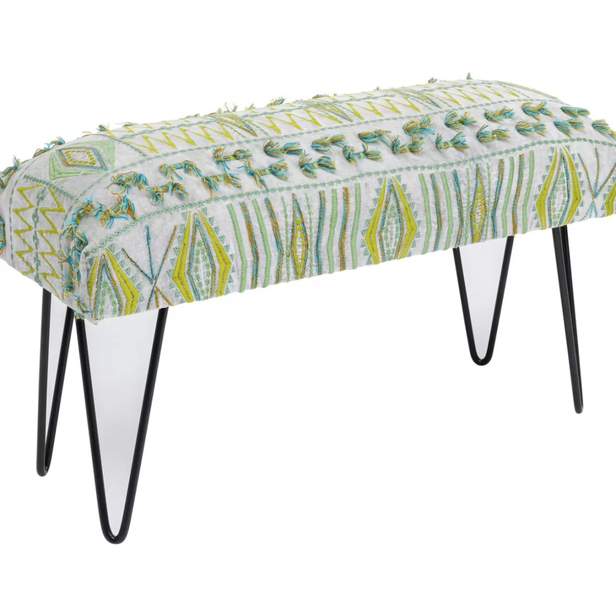 Panchina Design Desna by KARE - Rivestimento patchwork verde, 80 cm - Ideale per interni moderni